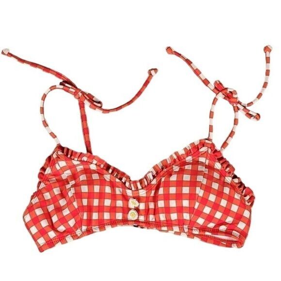 NWOT The Bikini Lab Gingham Swim Top Sz S - Picture 1 of 8